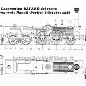POSTER STAMPA BAYARD LOCOMOTIVA DISEGNO REGNO 2 SICILIE STRADA DI FERRO FERROVIA REPRINT