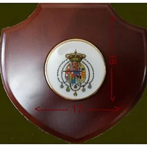 CREST REGNO DELLE DUE SICILIE  LEGNO 16X17 CM CON STEMMA RESINATO TONDO SENZA SCRITTA SFONDO BIANCO