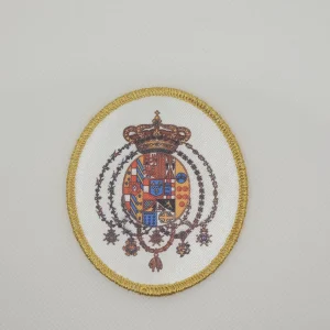 TOPPA REGNO DELLE DUE SICILIE STAMPATA MEDIA SENZA SCRITTA 7X8 CM FONDO BIANCO BORDO ORO